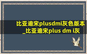 比亚迪宋plusdmi灰色版本_比亚迪宋plus dm i灰色版本介绍